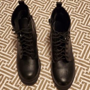 Black Vegan Leather Side Zip Boots